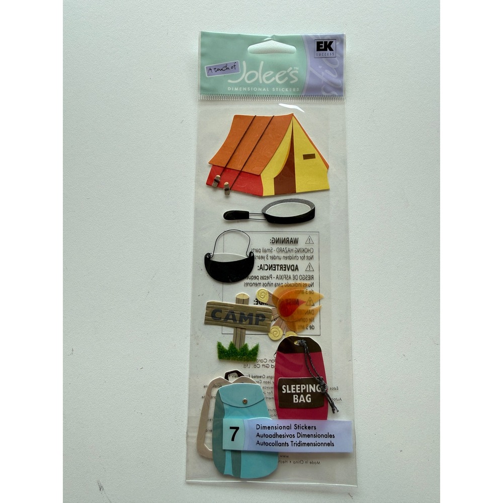 EK Success Jolee's Boutique Camping Dimensional Stickers 7pc Set 3D Scrapbook